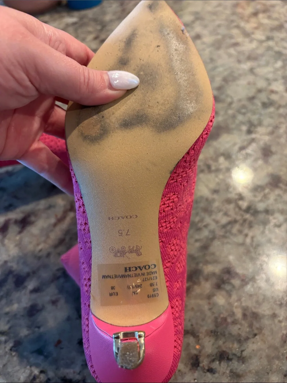 Coach Pink Knit Pointed Ankle Booties
